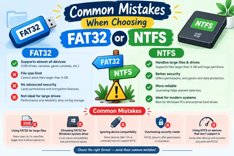 Common Mistakes When Choosing FAT32 or NTFS