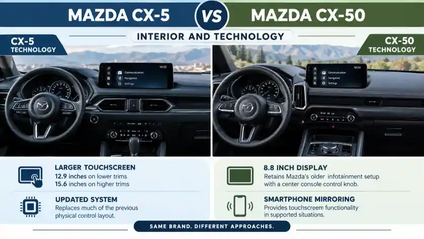 CX 5 vs CX 50 Interior and Technology